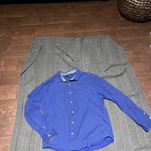 long sleeve dark blue mens button down